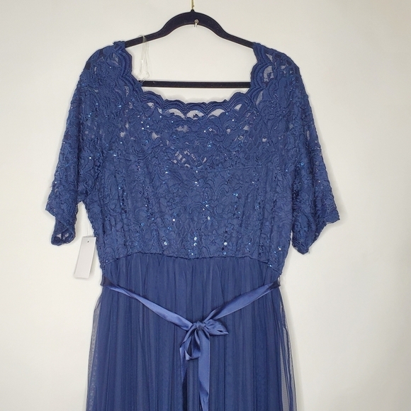 Candalite Women's Sequin Lace Maxi Dress Size 3X Lined Mesh Formal Gown NEW - Picture 7 of 16